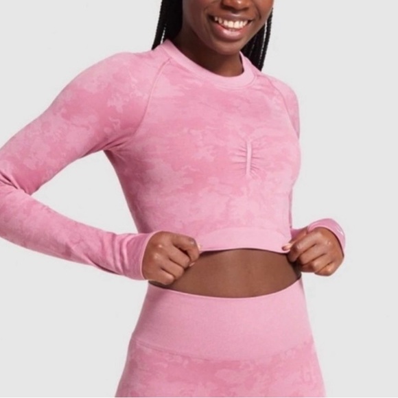 Gymshark Tops - Gymshark Adapt Camo Seamless Crop - dusty pink M